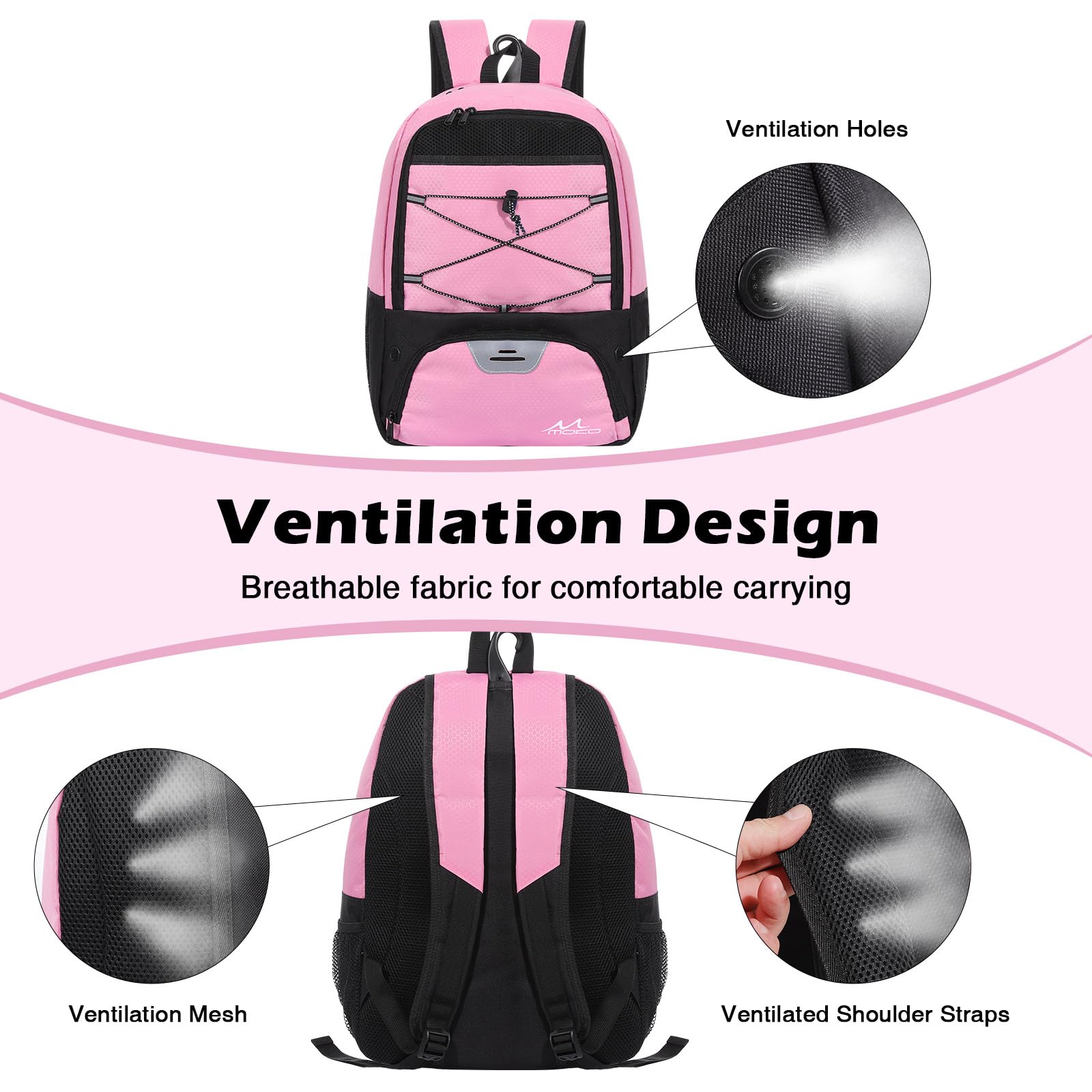 MoKo Basketball Rucksack 30L - Mit Schuhtasche & Basketball-Fach, Schwarz