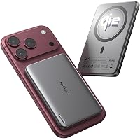 5000mAh LISEN Ultra-Slim Qi2 15W Magnetic Power Bank, Wireless Portable Charger for iPhone 12-18 Series (Ice Grey)