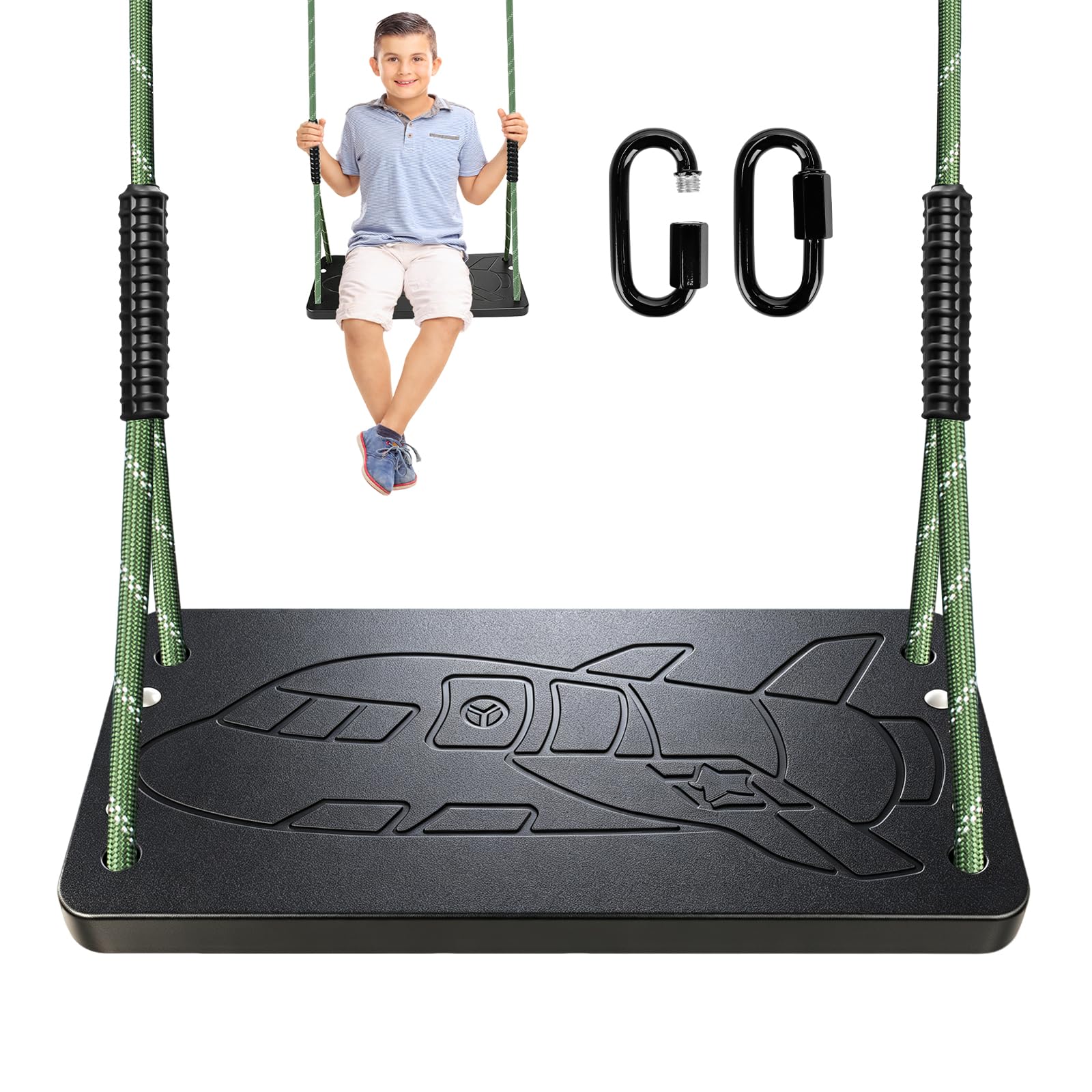 ZoeZure Swing Seat, Plastic Kids Swing Indoor,Outdoor with Adjustable Rope
