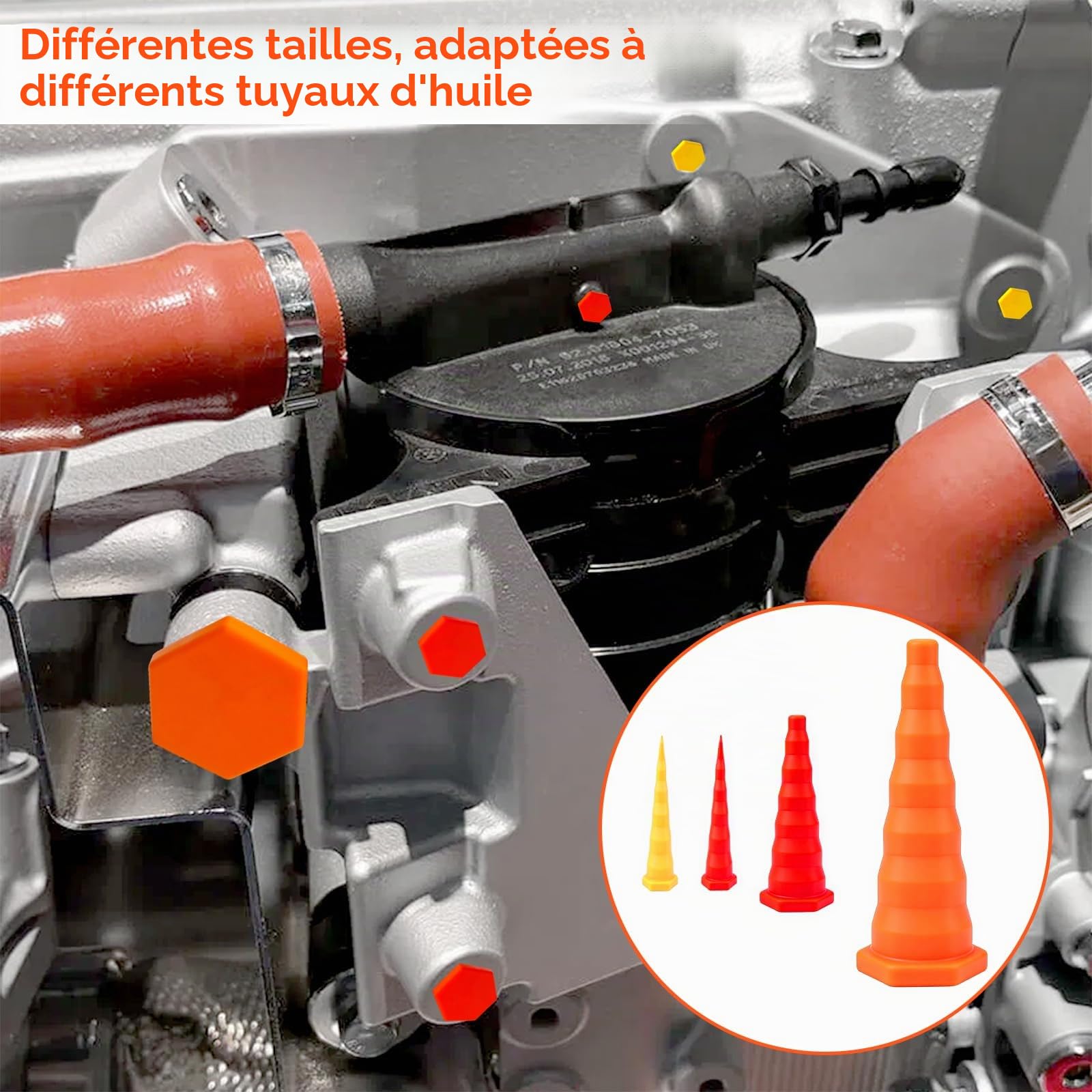 22PCS Bouchons de Service D'huile Hydraulique, Kit Assorti de Bouchons Coniques en Caoutchouc Silicone pour Canalisations, Irrigation, Conduites D'huile, Prévention des Fuites