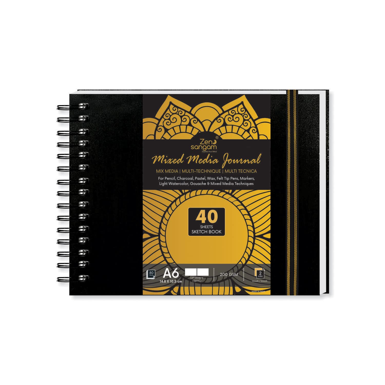 Zen Sangam Express your Mind 200 GSM A6 Spiral Mixed Media Art Journal Landscape Ultra Smooth Surface Wiro Hardbound Sketchbook (Black, 10.5x14.8cm) - 80 Pages (B08PC3MDN4) Amazon Price History, Amazon Price Tracker