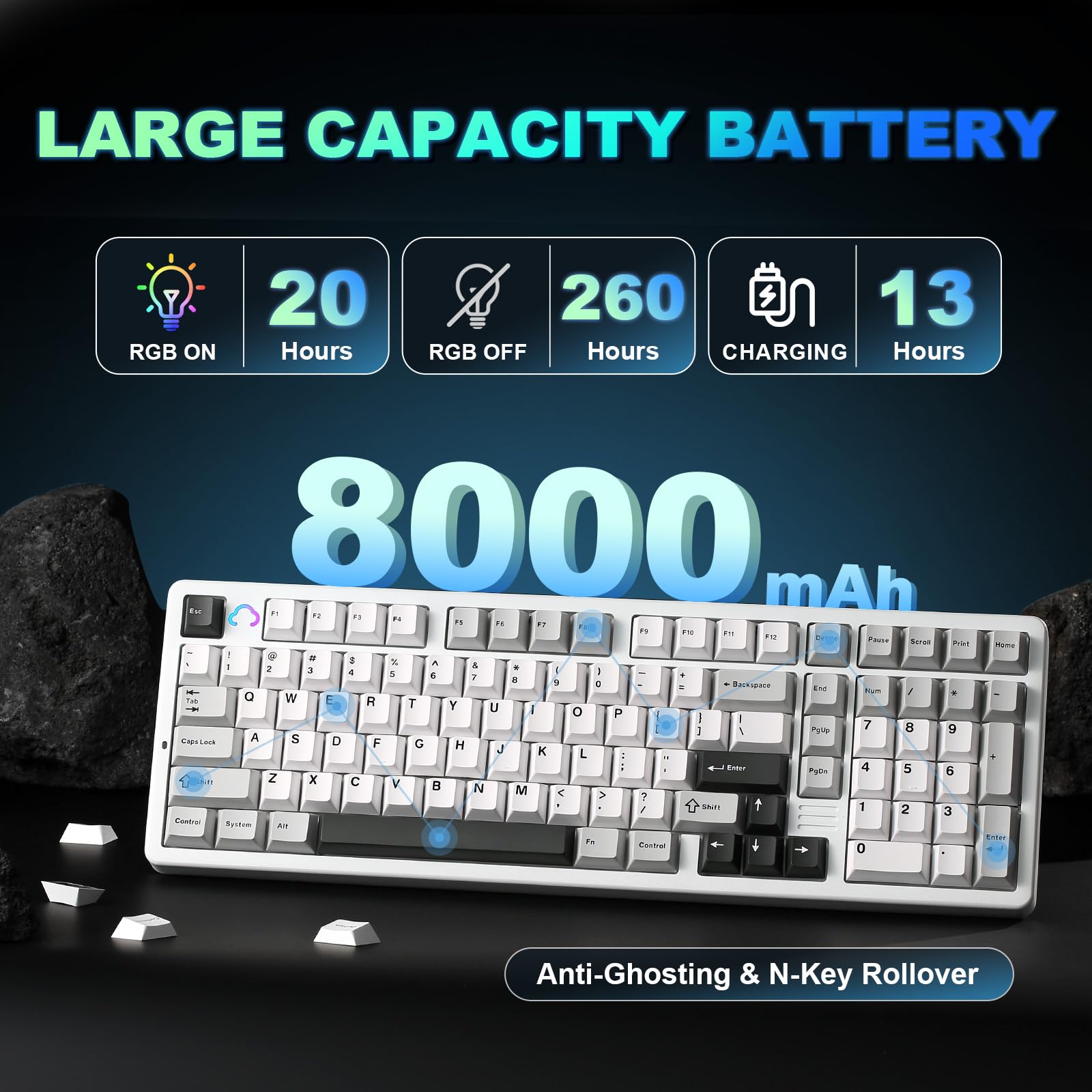YUNZII AL98 Tastiera Meccanica Gaming Senza Fili, Tastiera Gamer in Alluminio, BT/2.4Ghz/USB-C, RGB, QMK/VIA Programmabile, Hot-Swap Tasti PBT per Win/Mac (Bianco, Milk V2 Linear Switch)