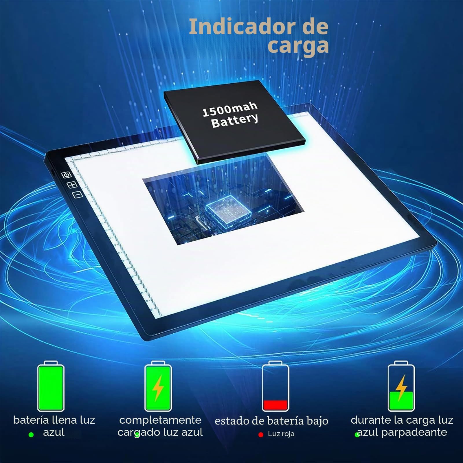 iVAOOZE Mesa luminosa A4 inalámbrica con bolsillo y clips