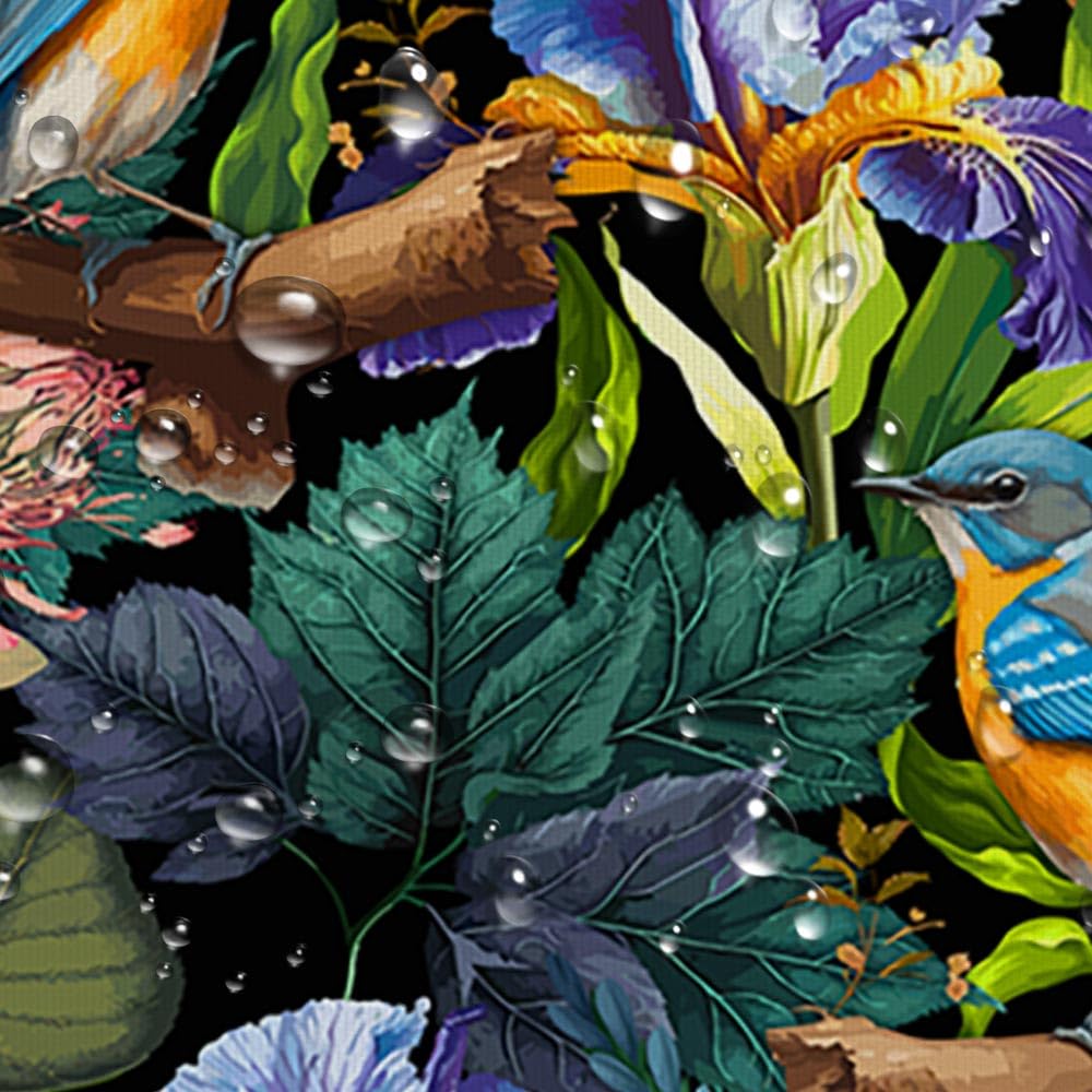 Cortina De Ducha Boheia Con Diseño De Pájaros Y Flores, Juego De