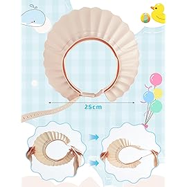FUSACONY Kids Shower Cap, Baby Hair Washing Shield, Bath Eye Ear Head protector, Bathing Visor for Toddlers, Air Cushioned Shampoo Caps with 22-Size Adjustment for 6Month+ to Adult (White)