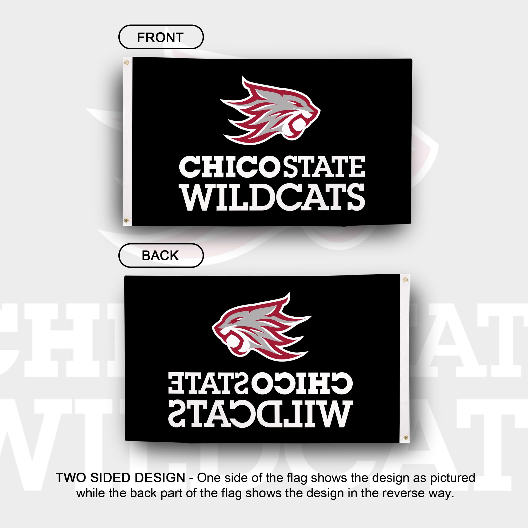 California State University Chico CSU Wildcats Flag 3x5 Ft - 100% Polyester Indoor/Outdoor College Flag - View #7