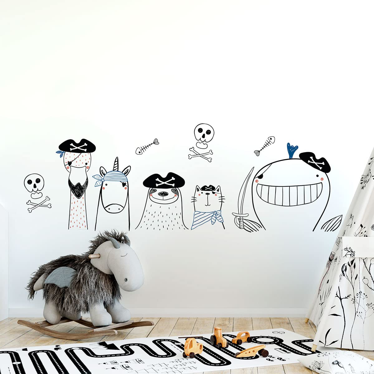 Children's Wall Stickers - Baby Room Decoration - Children's Bedroom Wall Sticker - Pirates Animals at Sea - H60 x L90 cm - Image 3