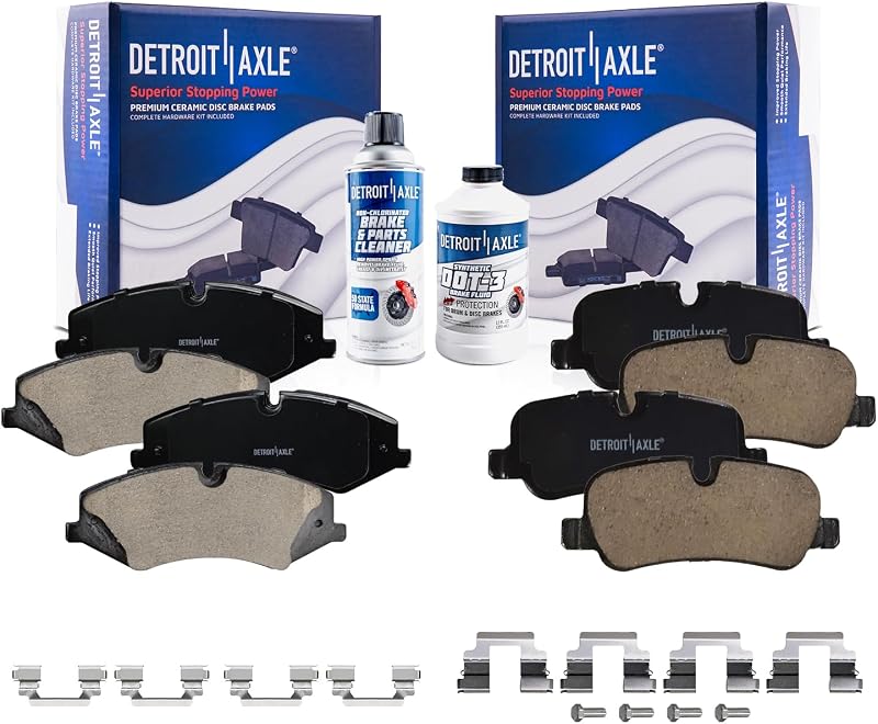 Pastilhas de freio cerâmicas dianteiras e traseiras Detroit Axle para Land Rover LR4 e Range Rover – Kit com 6 itens