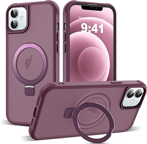 Miniatura 71 de Funda de grado militar compatible con iPhone 14 Plus de 6.7 pulgadas, con soporte magnético invisible tipo anillo, compatible con MagSafe y gran