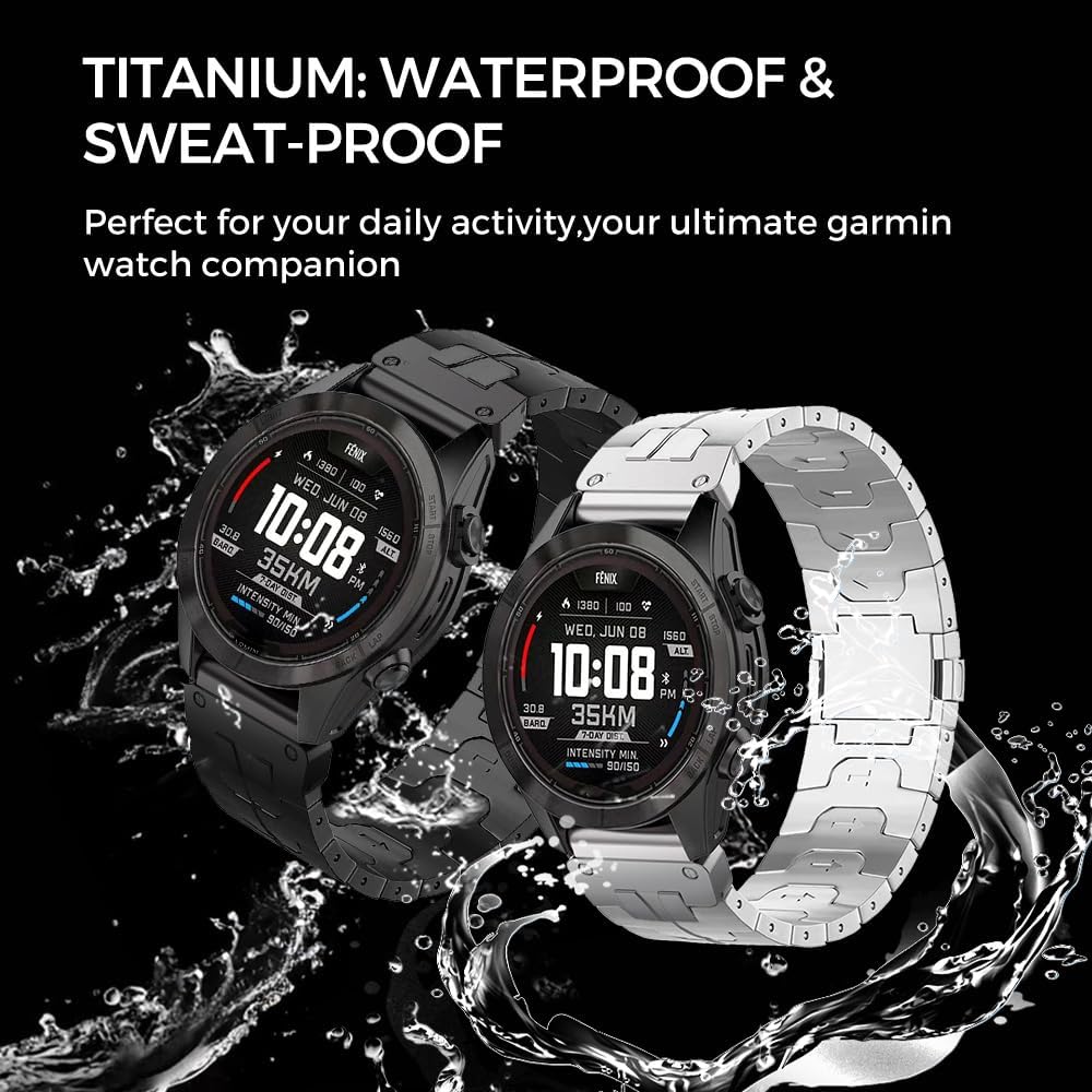 26mm Titanium Magnetic Metal Quick Fit Band Compatible for Tactix 8 51mm/Instinct 3 50mm/Fenix 8 51mm/Fenix 7X Pro,22mm Band for Tactix 8 47mm/Descent G2/Fenix 8 47mm