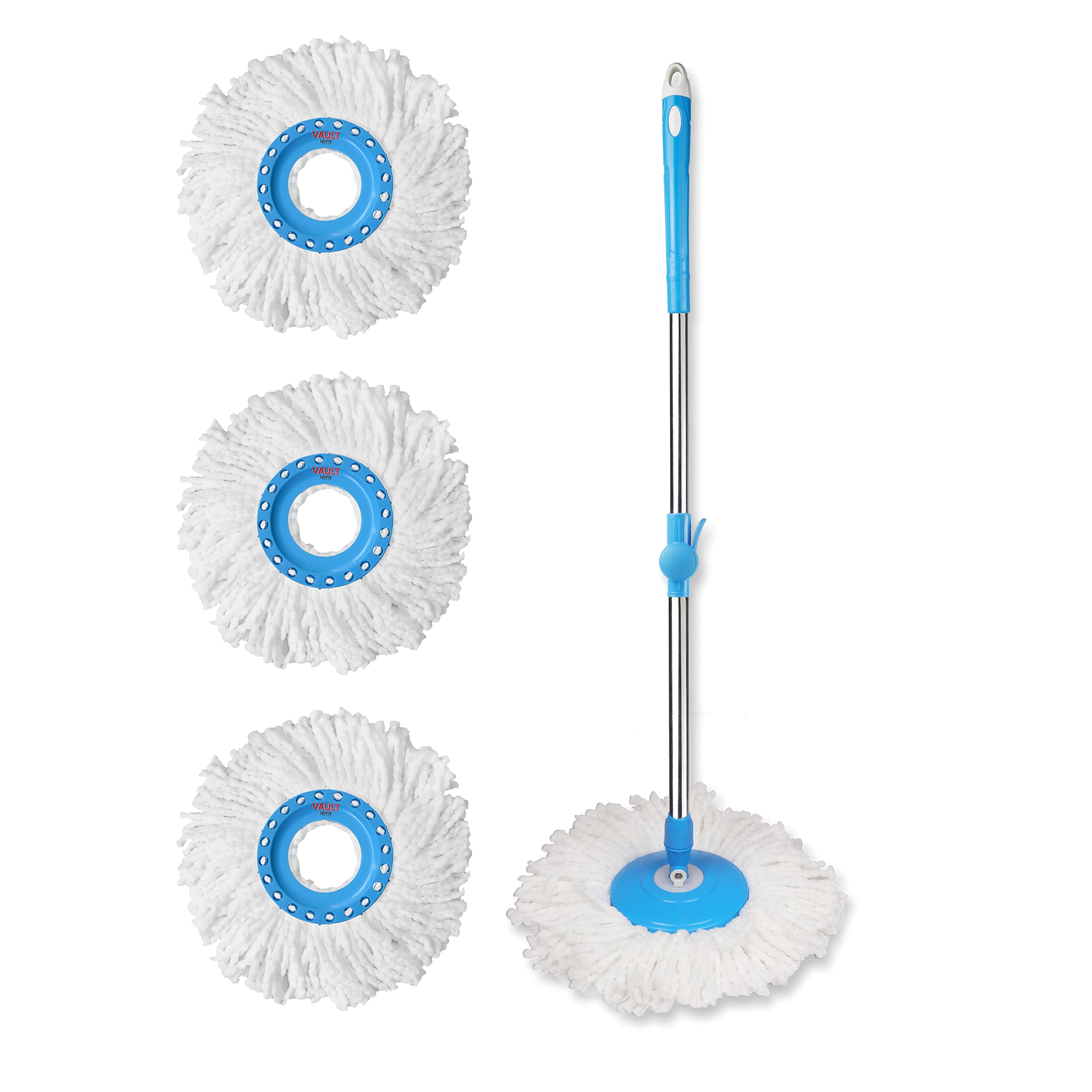 Vault Bharat Premium Spin Mop Stainless Steel Rod, Height-Adjustable, Lockable for Compact Storage with 3 Refill, Warranty: 1 Year - (V2+3) (B0CXPQGMRH) Amazon Price History, Amazon Price Tracker