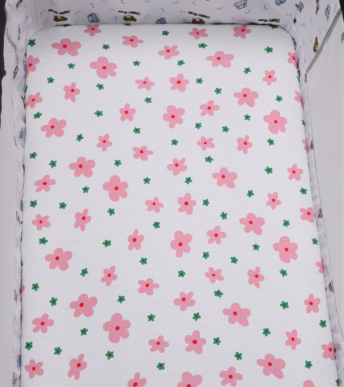 Sábanas para moisés UPPAbaby, paquete de 2 sábanas bajeras, 100% algodón de punto jersey, 190 g/m², ultrasuave, transpirable, floral y rosa