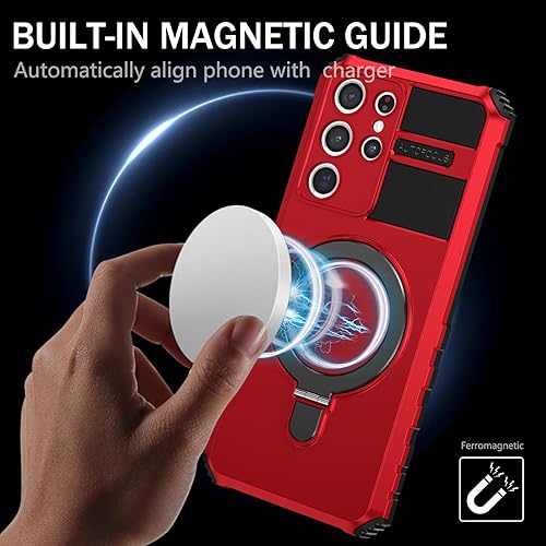 Miniatura 3 de Funda magnética para Samsung Galaxy S21 Ultra compatible con MagSafe Galaxy S21 Ultra con protector de pantalla de vidrio, con función atril,