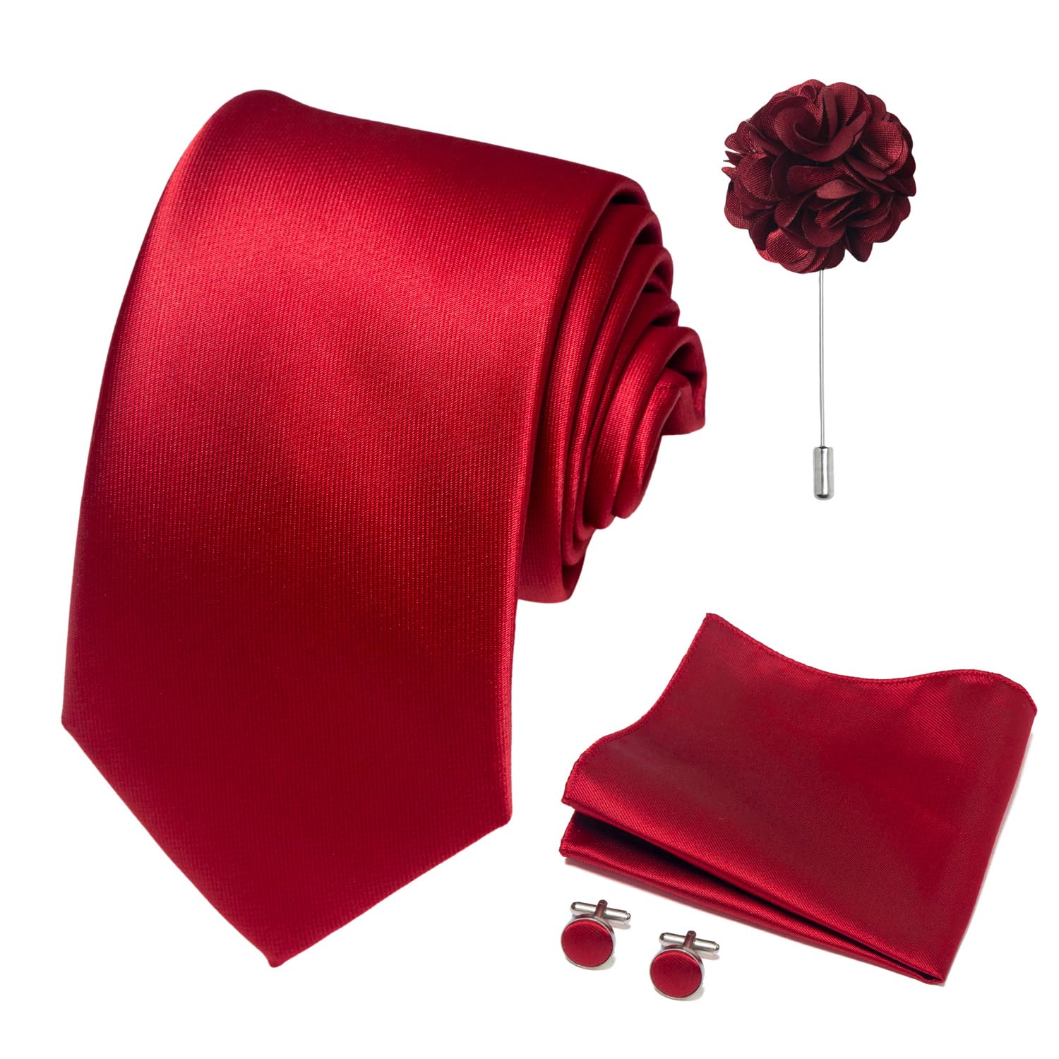 joy alice 70 Colors Ties Set Men Mixed Color Necktie Handkerchief Cufflinks Brooch 3.15 Formal