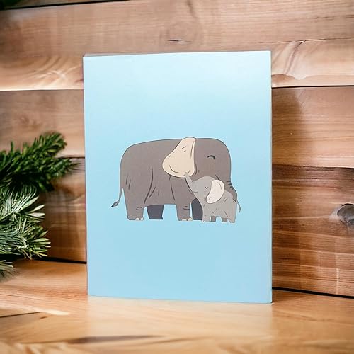 Miniatura 7 de HALATADA Tarjeta desplegable de elefante para mamá, cumpleaños de madre de 6 x 8 pulgadas de hija, hijo, niños, maridos, tarjeta del día de la