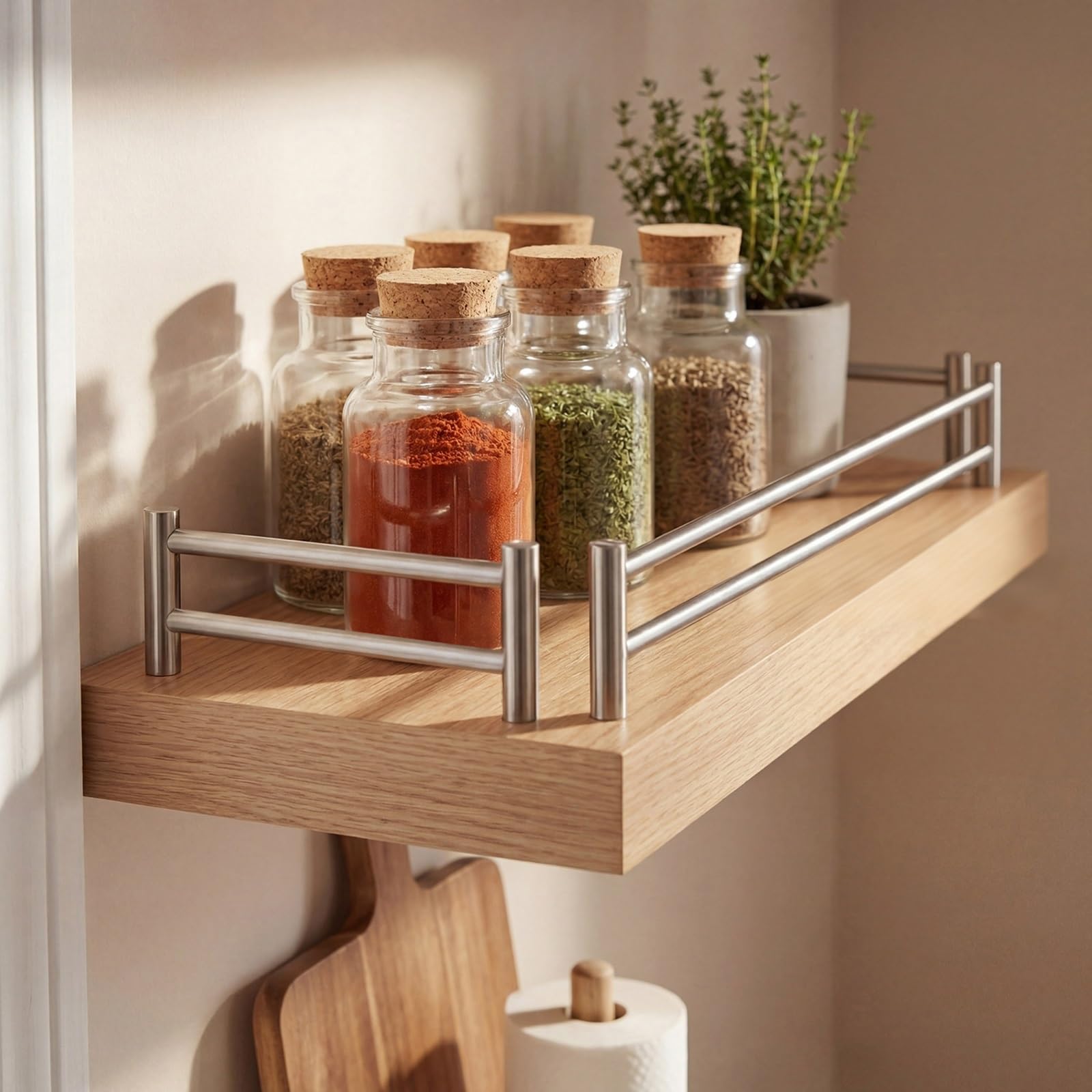 Zaqycm H 2 In(5Cm) 2 Pack Shelf Guard Rails For Shelves, Stainless Steel Tipping Rails For Library, Bookcase, Bar Cart & Display Cabinet, Heavy Duty Floating Shelf Railing Bars(,Long 52In/132Cm)