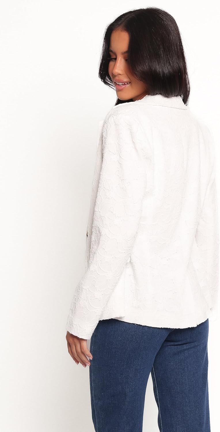 Petal & Pup Women's Darian Lace Knit Single Button Blazer, Off White, Large - Image 3