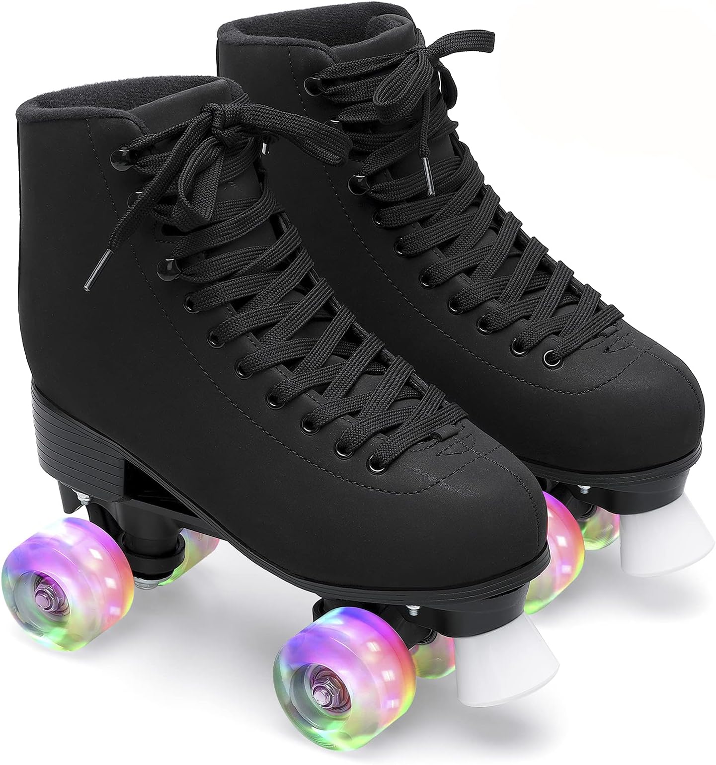 FEETCITY Classic High-top Roller Skates - Double-Row, Light-Up Four-Wheel Skates for Women, Girls & Unisex - Indoor & Outdoor