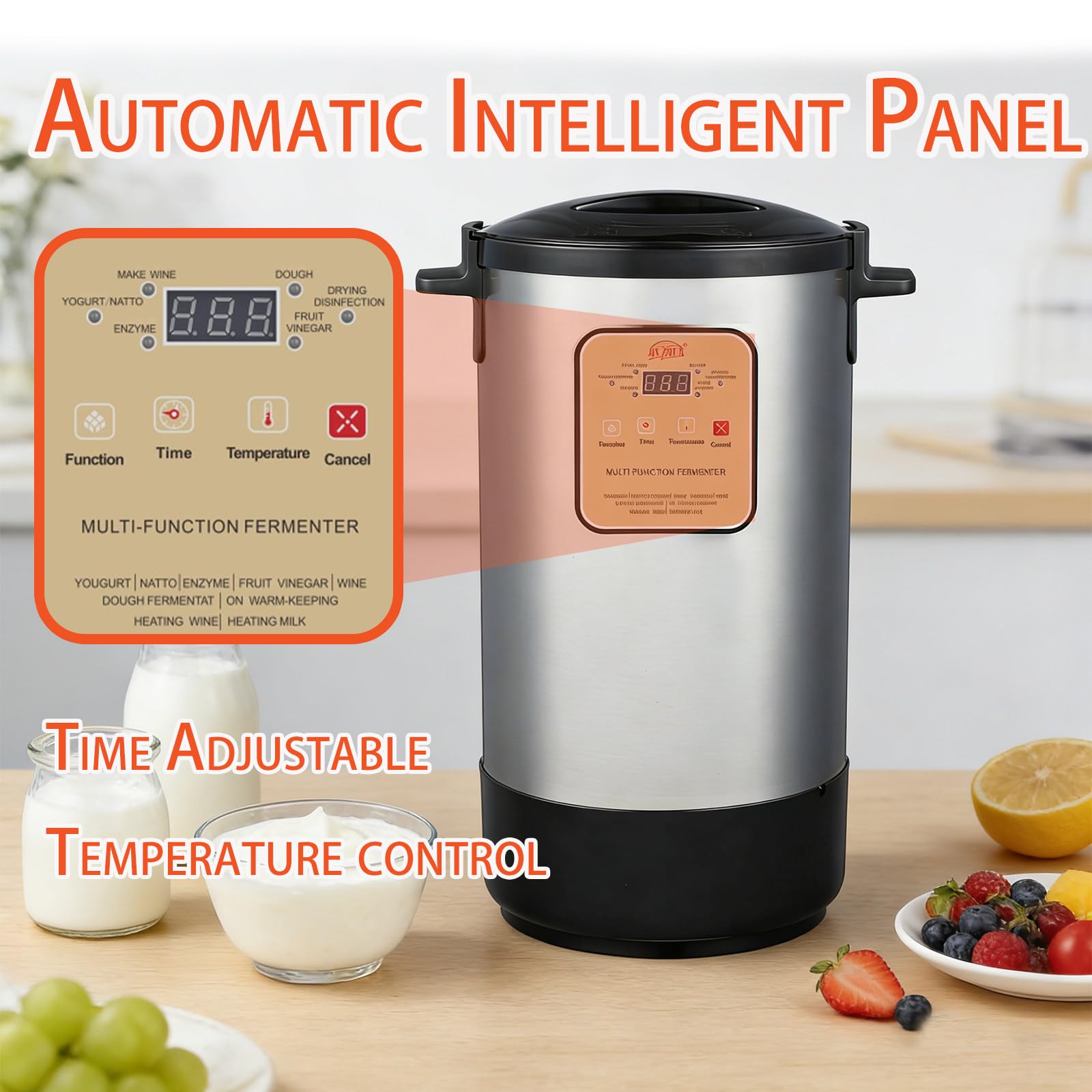 Machine de Fermentation Commerciale Polyvalente, Yaourtière Artisanale, pour Ail, Cornichons, Vinaigre et Enzymes, Usage Professionnel et Domestique 12L