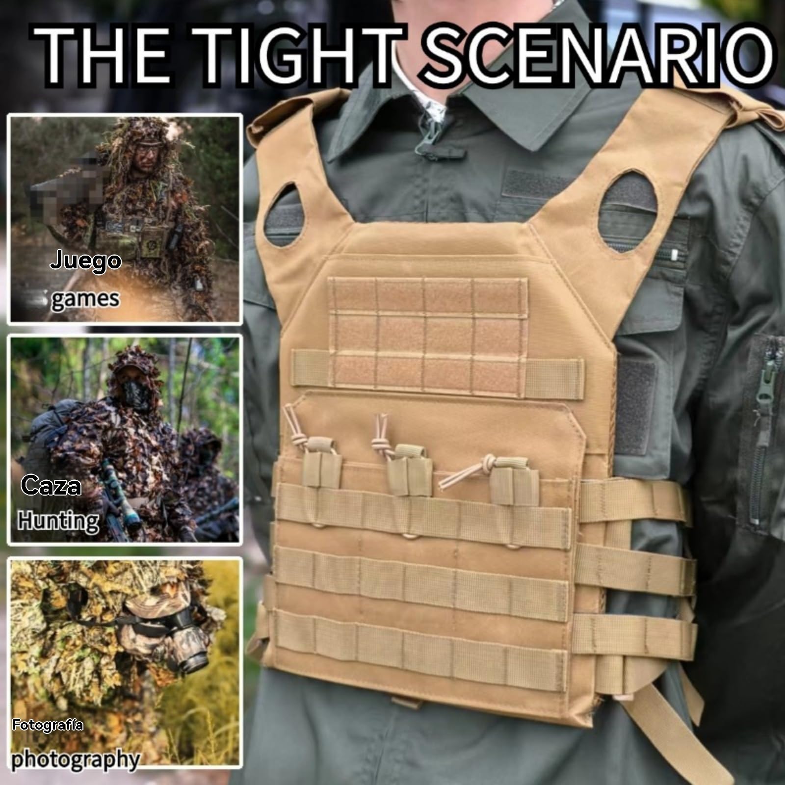 Chaleco táctico portador de pecho ligero airsoft caza paintball al aire libre