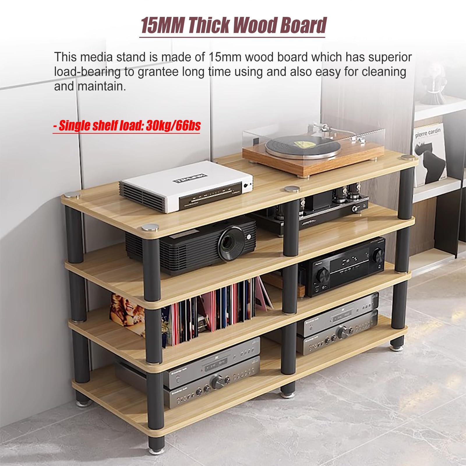 Scaffale stereo resistente – Armadio multiuso HiFi per componenti del soggiorno, ideale per apparecchiature audio e casa