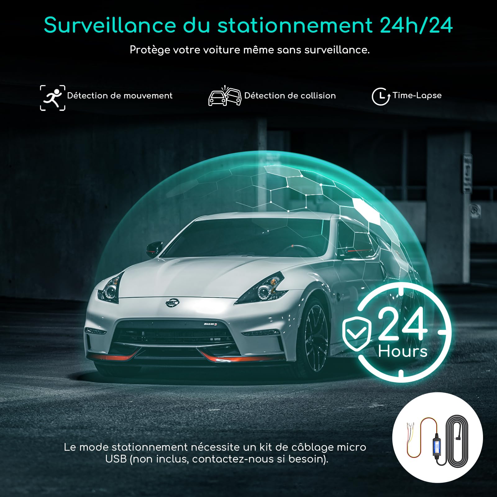 COOAU D30S 4K Dashcam Voiture avec GPS, Wi-FI, Dashcam Voiture Avant Intérieur 2,5K 1080P, Vision Nocturne Infrarouge, supercondensateur, accéléromètre, Mode stationnement, Enregistrement en Boucle