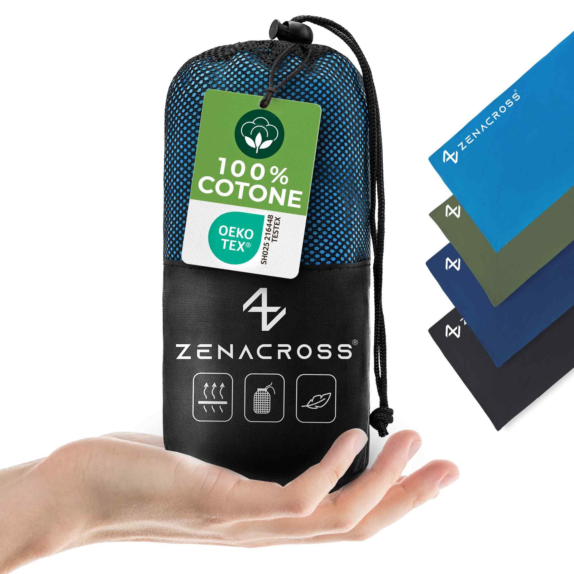 Zenacross - Sacco Lenzuolo da Viaggio - Sacco Letto Singolo Ultraleggero e Compatto - 100% Cotone - Saccoletto con Scomparto per Cuscino - Sacco Lenzuolo Cotone Singolo