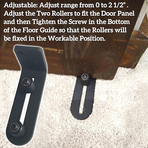 Miniatura 4 de Guía de rodillos de piso para puerta de granero mejorada, paquete de 2  Puerta corredera de granero para puerta de granero, accesorios ajustables