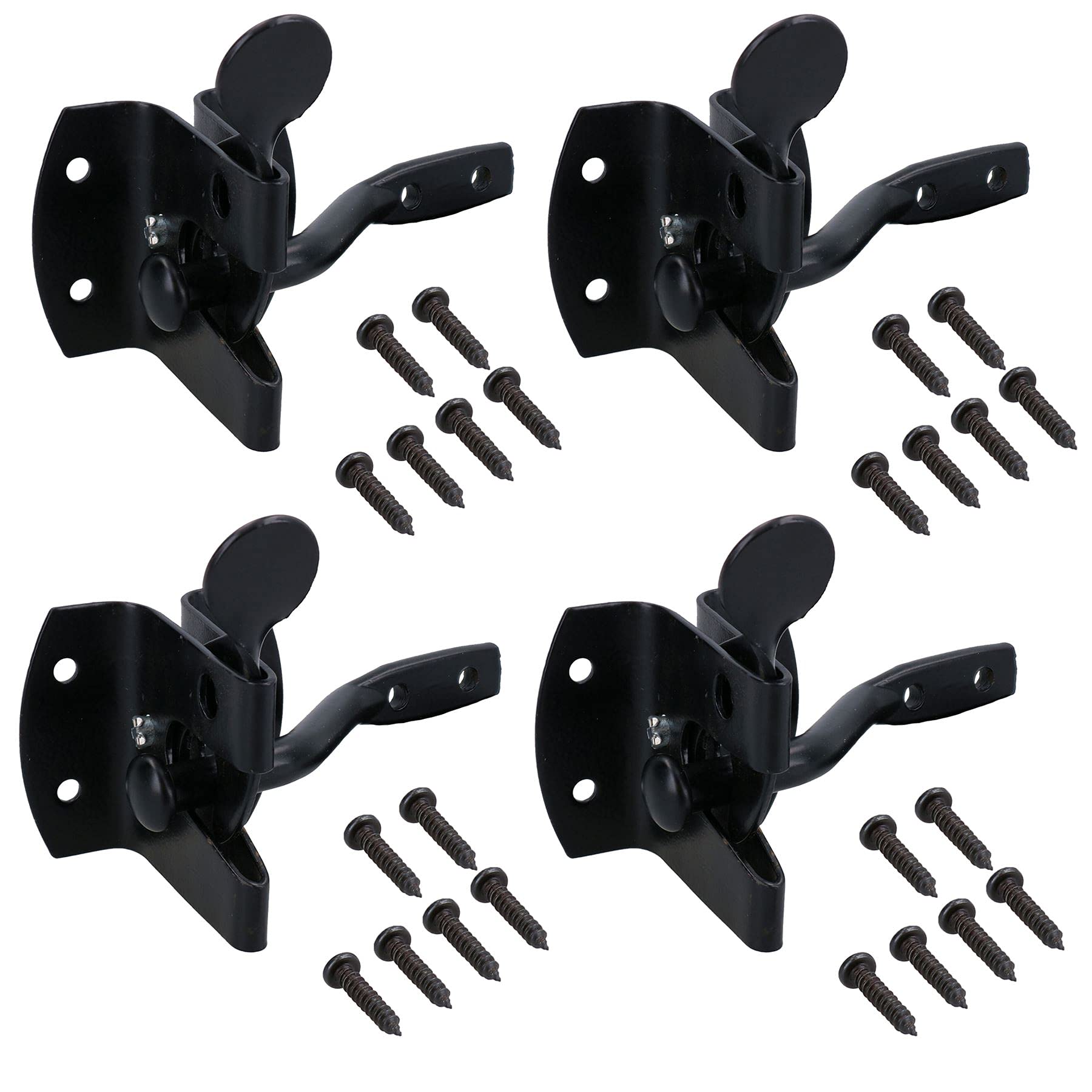 Auto Automatic Gate Latch Catch + Striker Thumb Release Black Powder Coated 4pk