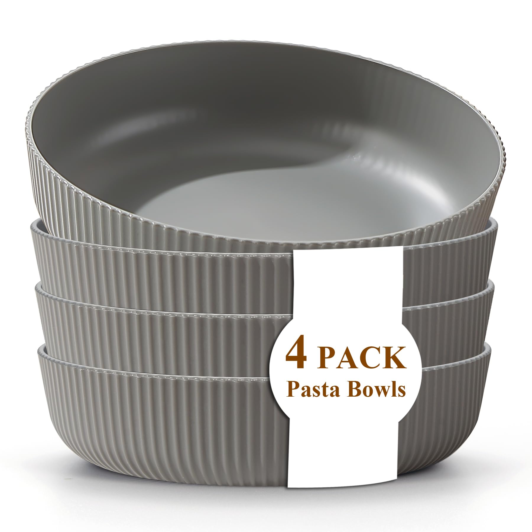 Kyraton Pasta-Schalen Set von 4, Unzerbrechliche Kunststoff-Schalen für Suppe, Salat und Pasta, 1,1L - Ideal für zu Hause, Restaurant, Camping und Picknick
