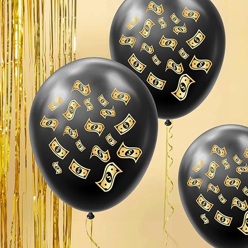 Miniatura 4 de 20 globos de látex para fiestas temáticas de dinero, globos de fiesta de billetes de dólar, globos para cumpleaños, casino de Las Vegas, bodas,