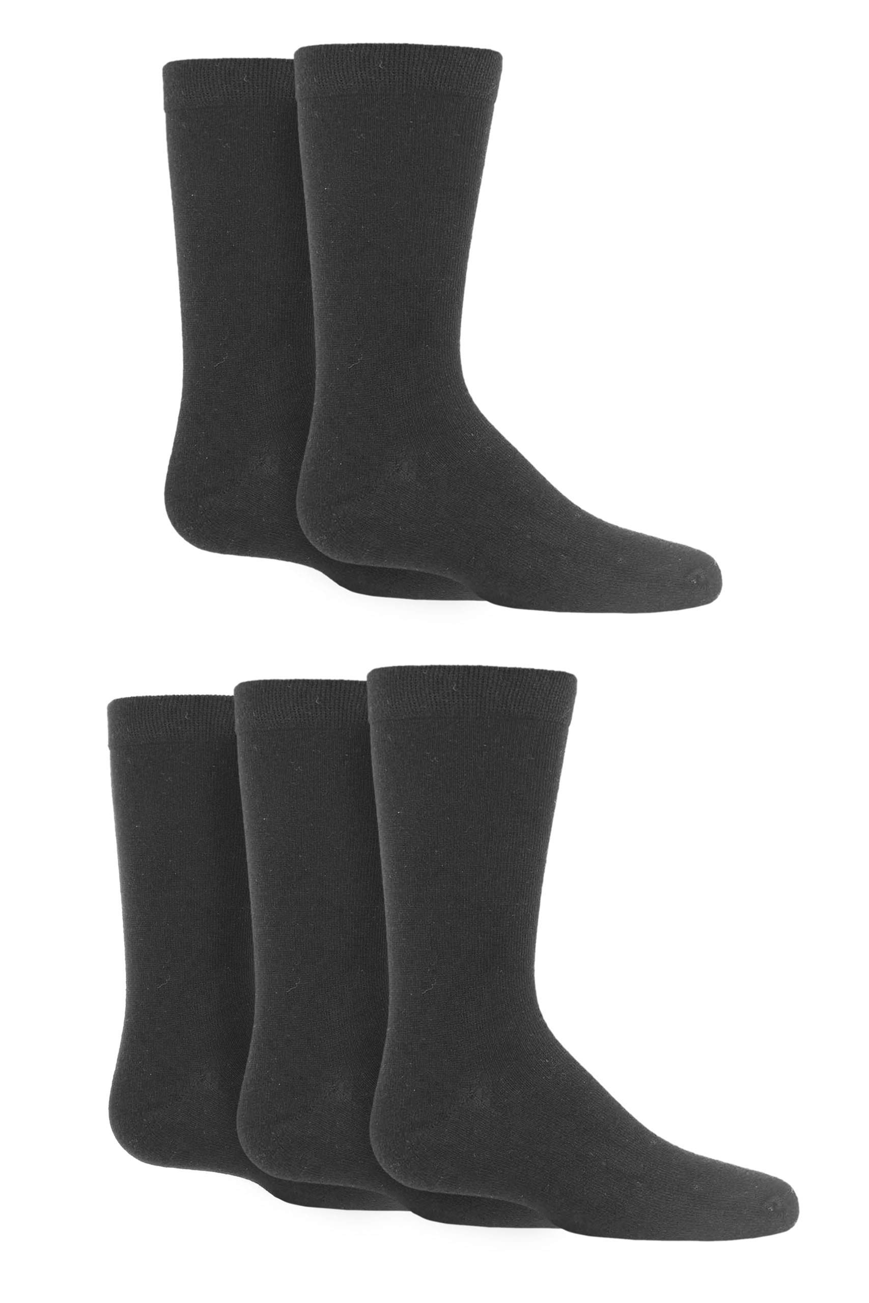 Sockshop Boys Grey 5 Pair And Girls 5 Pair Plain Bamboo Socks With Comfort Cuff And Handlinked Toes - 12.5-3.5 (8-12 Years)