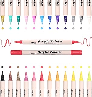Acrylic Paint Markers,Paint Pens Paint Markers,24 Colors Dual Tip Water Based Paint Pens With Brush Tip and Fine Tip for Rock Painting,Wood,Plastic,Canvas,Paint Markers For DIY Crafts Art Supplies