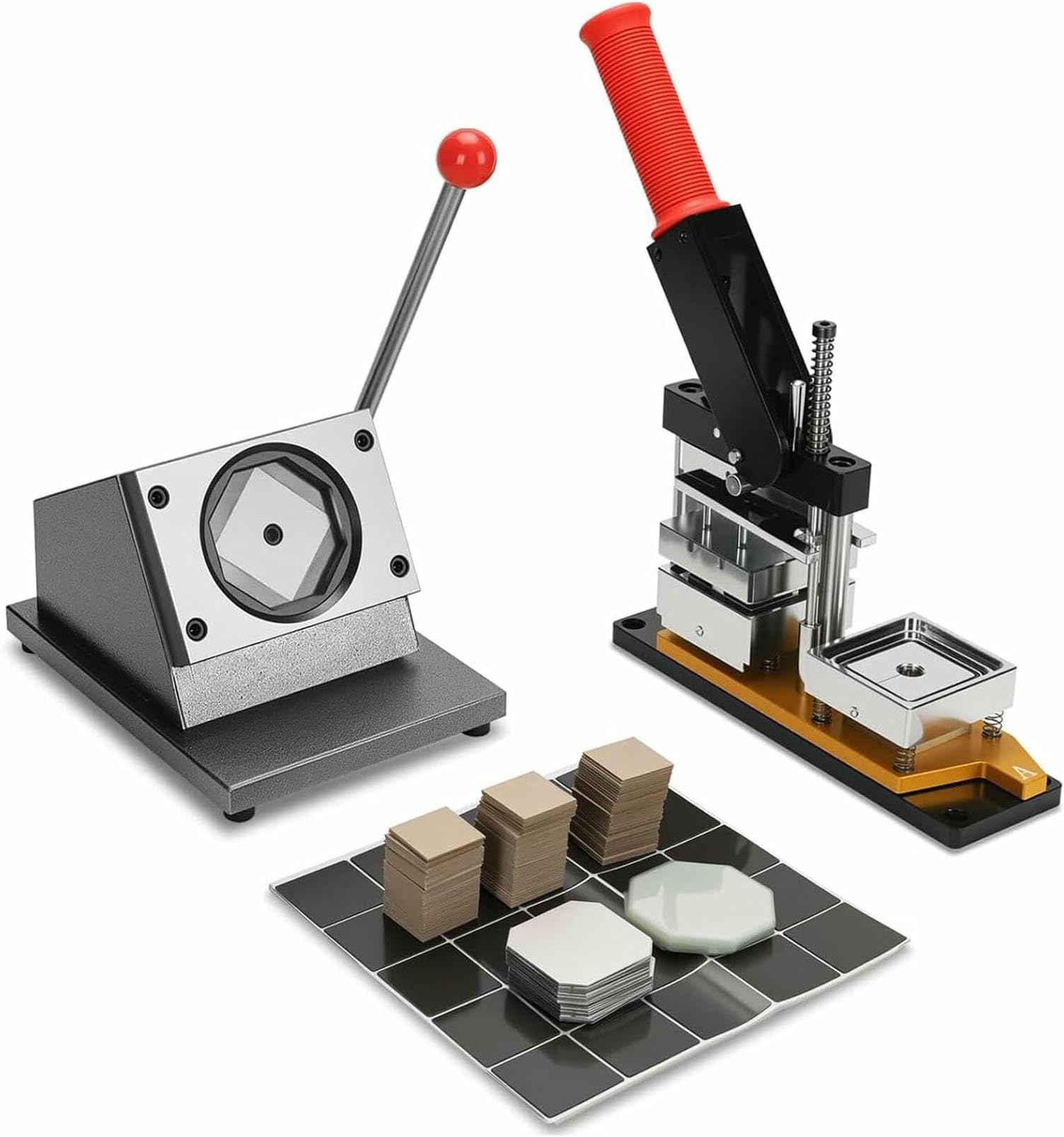 JYBNBBE Badge Maker Machine,2x2in Square Fridge Magnet Maker Machine, 50mm DIY Photo Fridge Magnet Press Machine with Paper Cutter & 1001000PCS Consumables