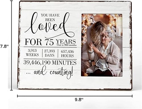 Miniatura 6 de Marco de fotos con texto en inglés "You Have Been Loved for 75 años", marco de fotos para regalos de cumpleaños 75, gran regalo de cumpleaños para