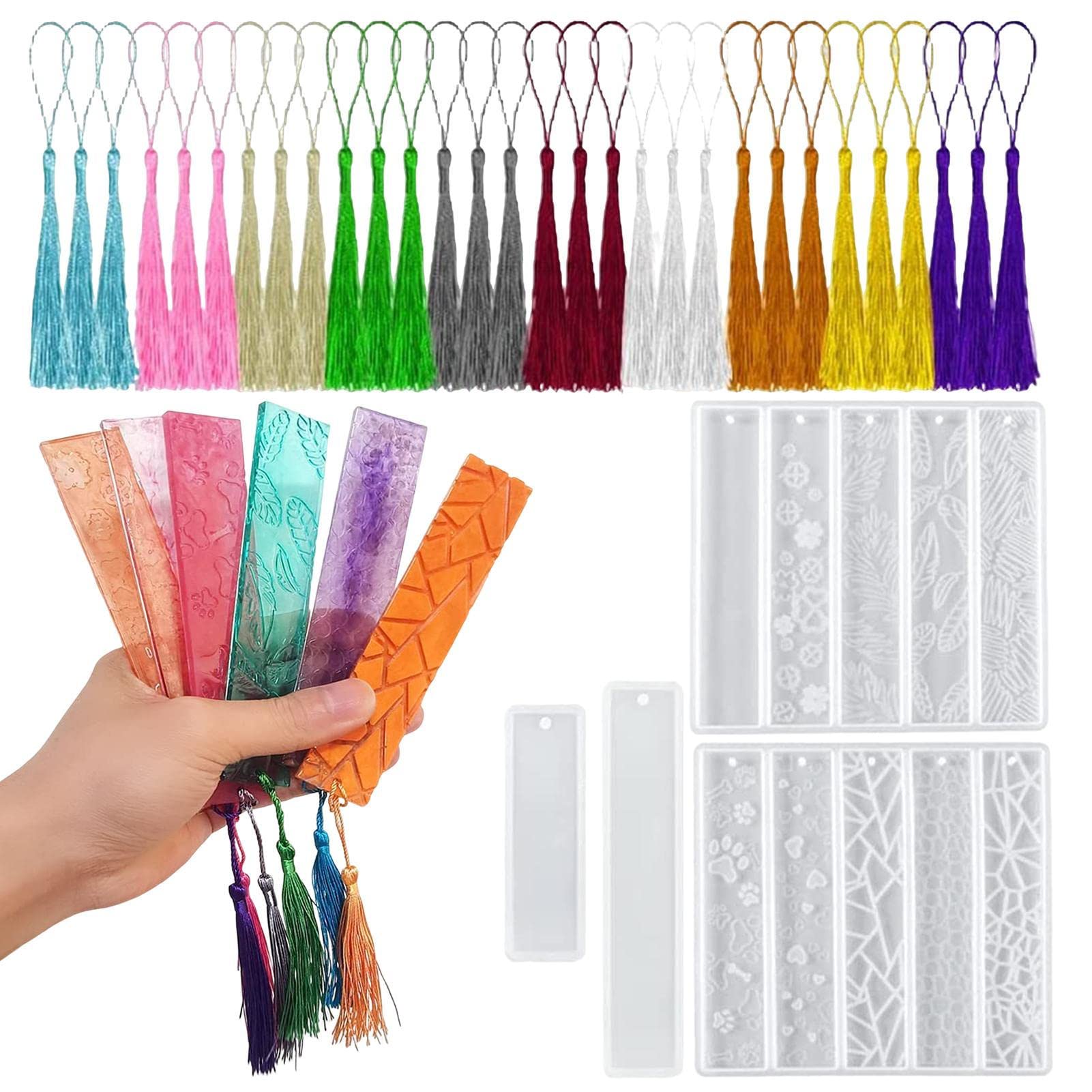 10 Moules Silicone Marque-pages Résine + 100 Pompons Colorés - DIY Bijoux, Déco, Cadeaux Personnalisés - 7