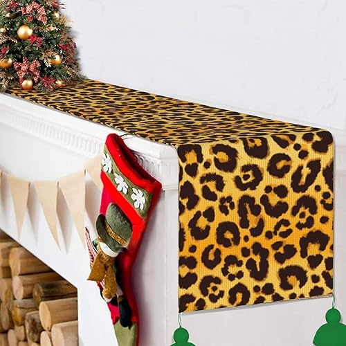 Miniatura 6 de Camino de mesa de Navidad con patrón de leopardo de animales africanos, decoración de mesa de comedor, decoración de Navidad, decoración de
