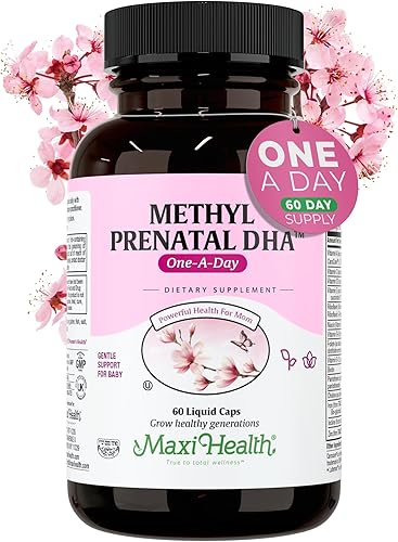 Maxi Health - Vitaminas prenatales metil prenatales DHA para mujeres, formuladas por médicos, kosher, multivitamínico prenatal sin gluten con 25