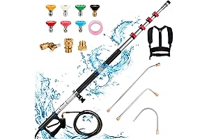 24 FT Pressure Washing Extension Pole, Pressure Washer Wand with Gutter Cleaner...