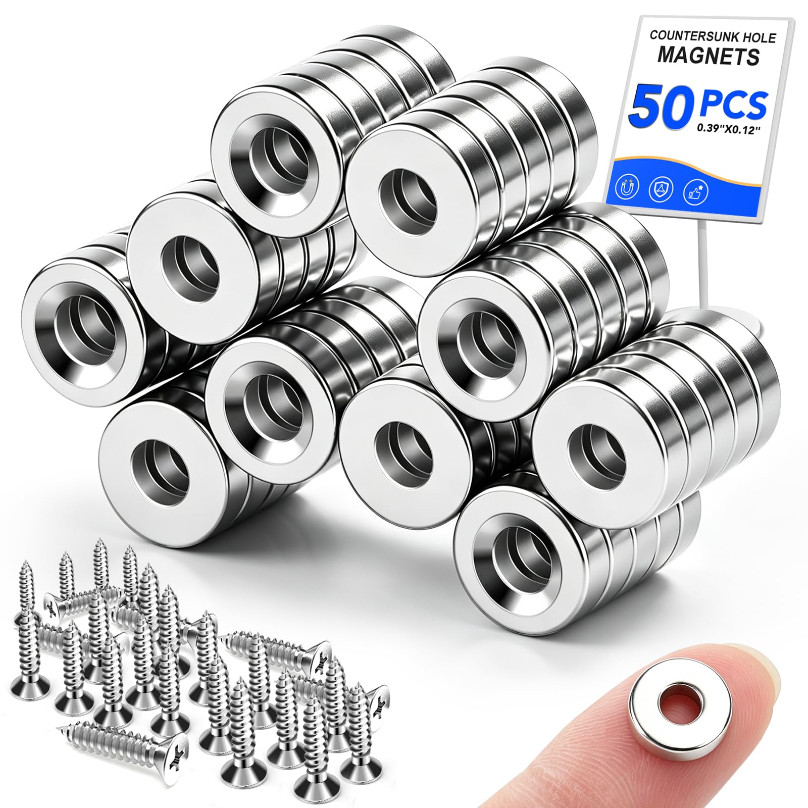 LOVIMAG 60Pack Round Rare Earth Neodymium Countersunk Magnets with Screws — Amazon image 13