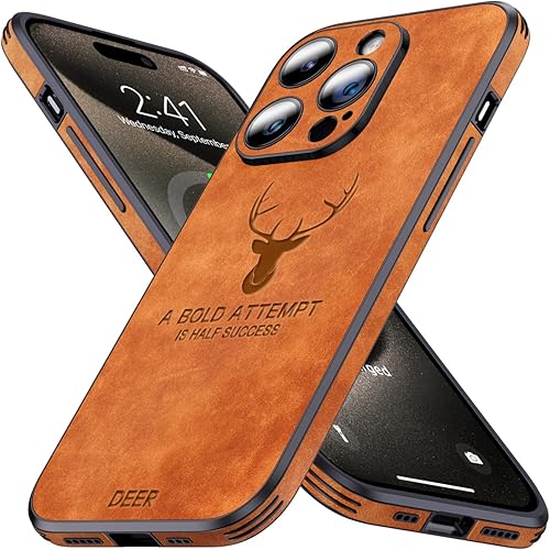 Funda magnética para iPhone 15 Pro Max de cuero con protección completa de la cámara [compatible con Magsafe] Funda de lujo para iPhone 15 Pro Max