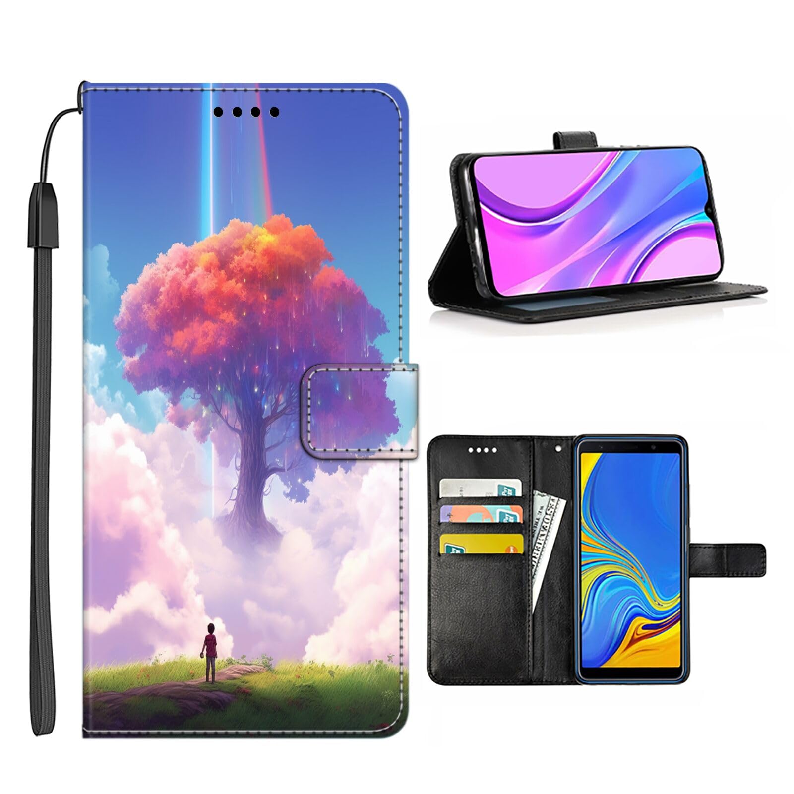 Wallet Case for Samsung Galaxy S7 Edge with Rainbow Cloud-aa151 Pattern PU Leather Flip Folio ID&Credit Cards Pocket Lanyard