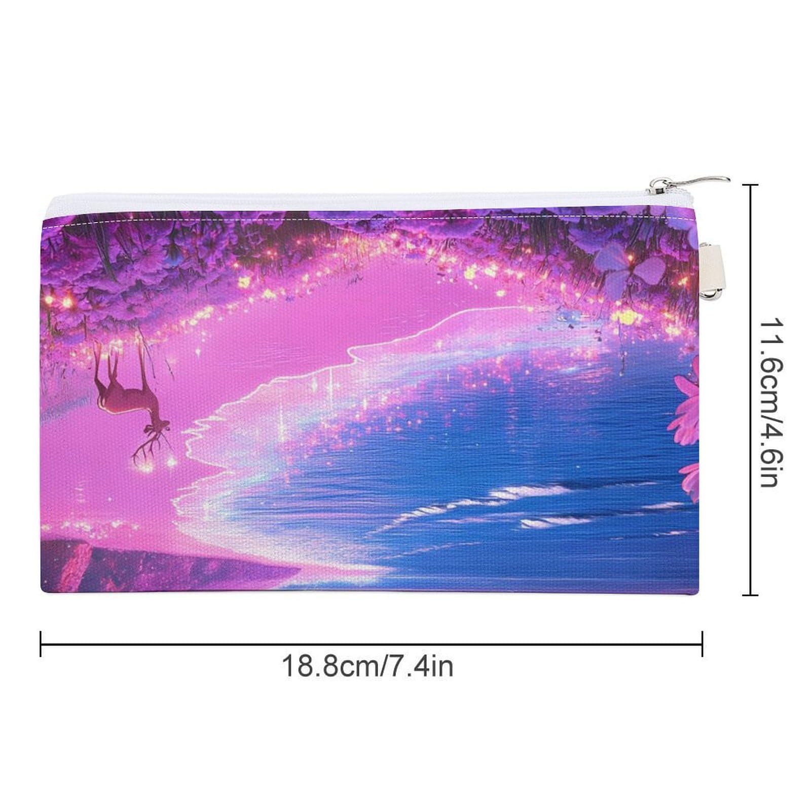 Rainbow 4th of July Fireworks Deer Coin Purse Canvas Change Pouch Portable Pocket Wallet Mini Storage Bag with Zippered Keychain