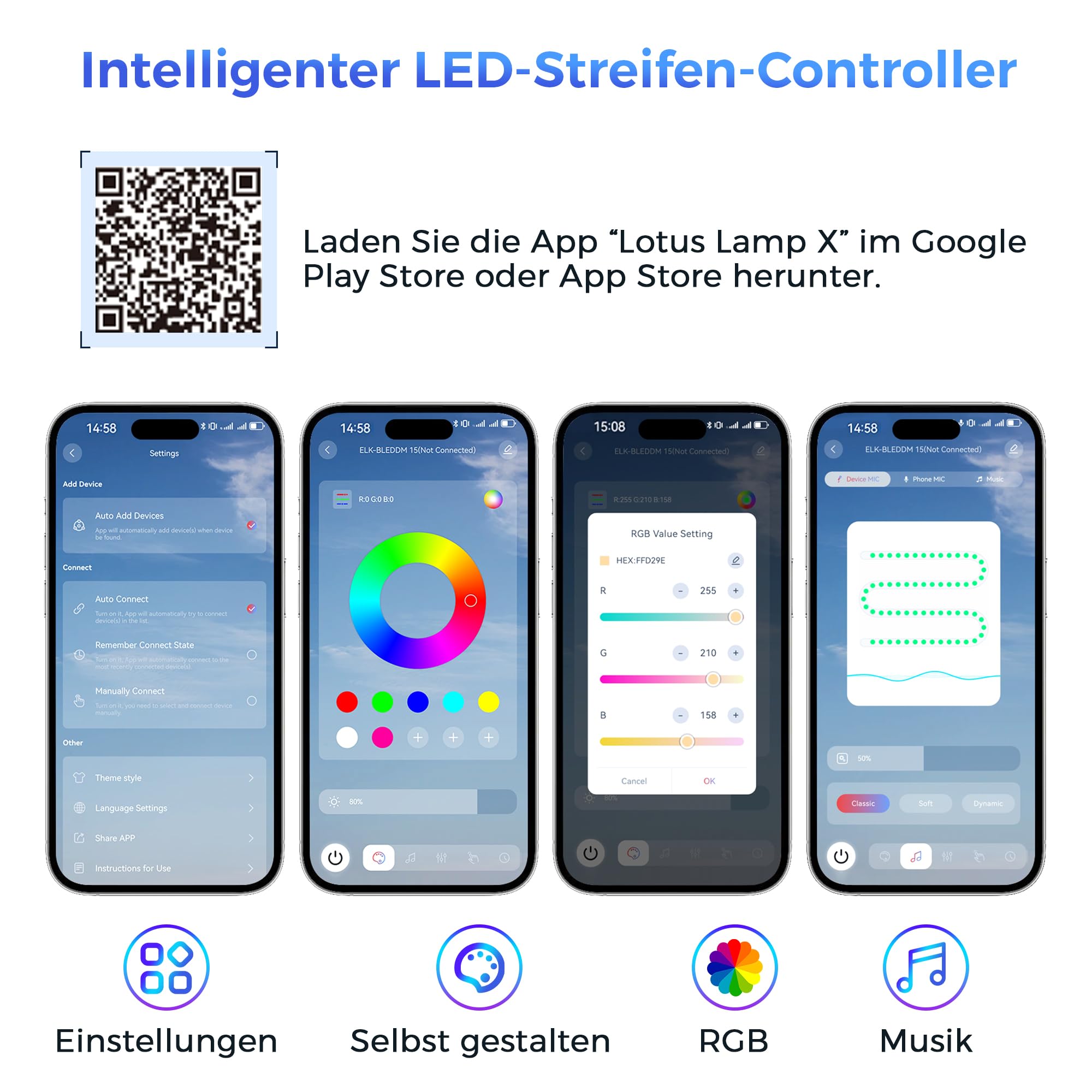 Jocoevol Vitrine mit Glastüren, 174cm Hoch Vitrinenschrank, 4-Lagen Glasvitrine Stehend mit RGB LED Beleuchtung & APP, Sensor, 2 Schubladen, Sammlervitrine für Wohnzimmer, Schwarz
