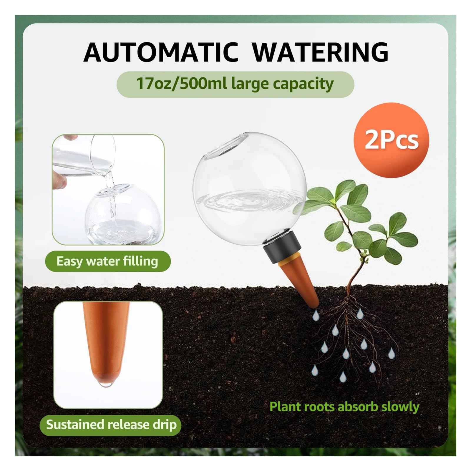 2/4 pezzi 500ML sistema automatico di irrigazione a goccia impianto di irrigazione automatica lampadine for piante da fiore da giardino dispositivi di irrigazione a sfere(4Pcs)