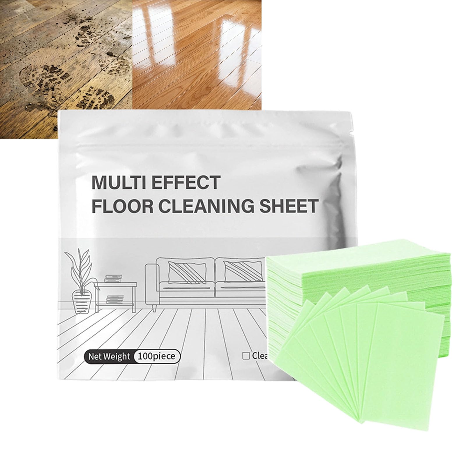 Gardenia Scent Multi Effect Floor Cleaner Sheets, Multi-Surface Cleaner Tabletten, Pastillas de limpieza desodorante, pastillas de limpieza de brillo duradero y Scent Floor Cleaner (800 unidades)
