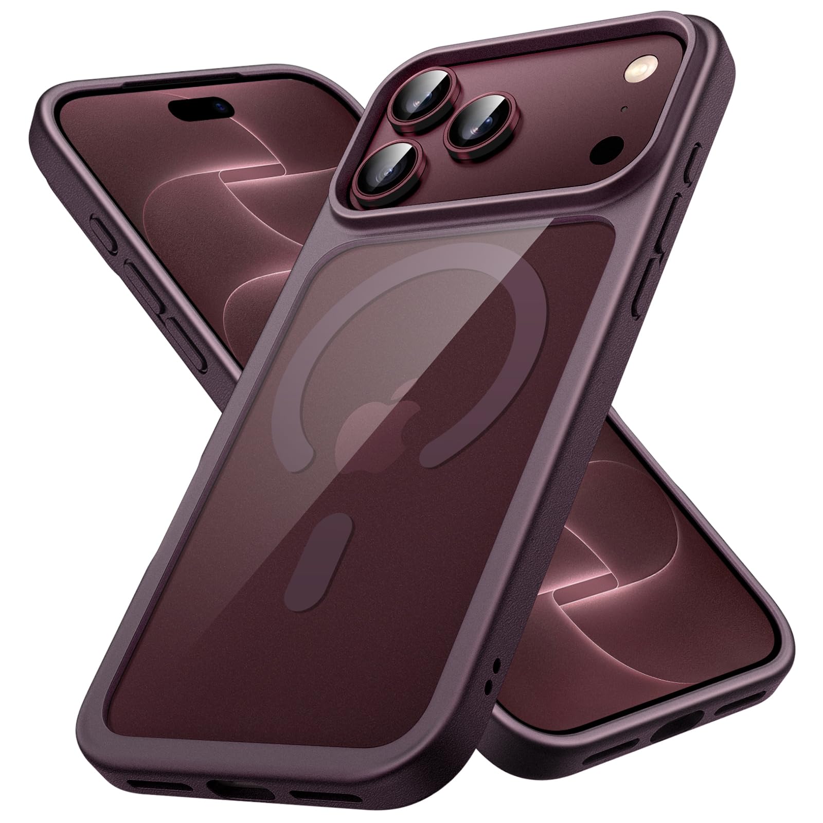 JETech Magnetic Case for iPhone 18 Pro, Dark Cherry