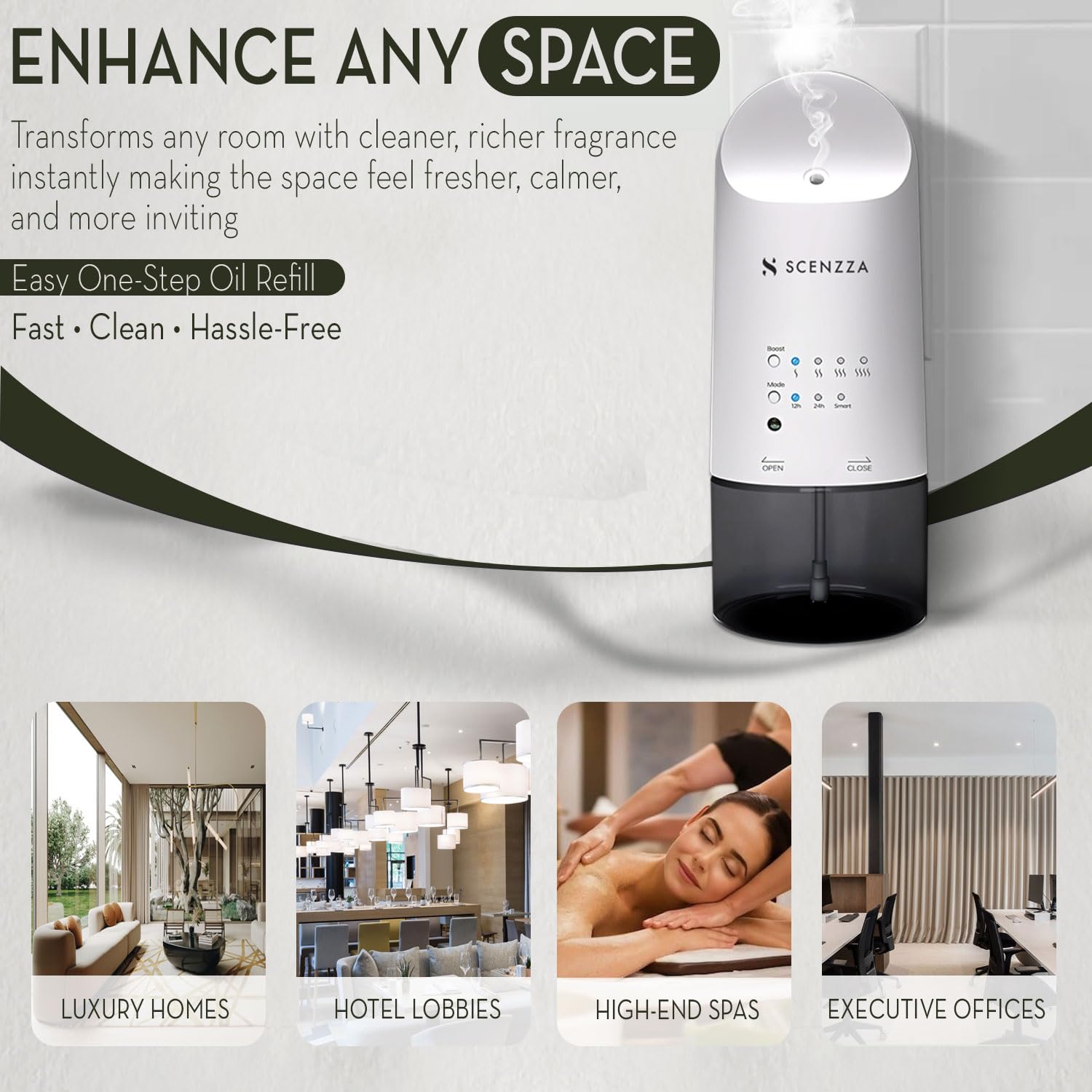 Wasserloser Diffusor für ätherische Öle, Lichtsensor, super leise und langlebig, fördert den Schlaf, beseitigt Gerüche und befeuchtet die Luft, Diffusor für Zuhause, Büro, 160 ml (weiß)
