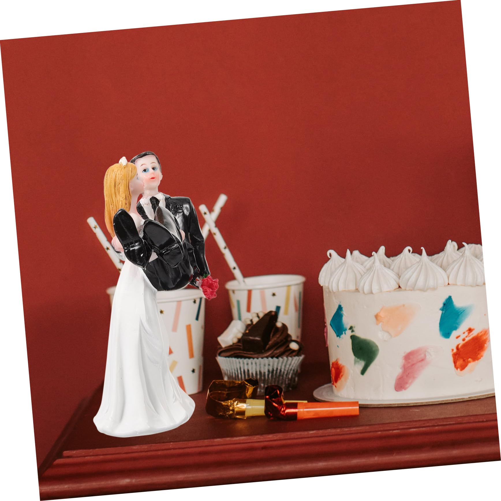 TOPBATHY 2st Kunsthandwerkliche Ornamente Aus Kunstharz Hochzeitsfigur Tortenaufleger Für Die Hochzeit Hochzeitsskulptur Figur Verzierung Für Braut Und Bräutigam Wohnzimmer Paarmodell Weiß