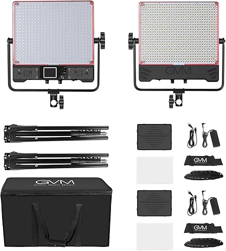 Miniatura 7 de GVM - Luz de video LED de 50 W con softboxes, RGB+bicolor de doble cara, cada lado 50 W, kit de iluminación de video con control Bluetooth, luces de